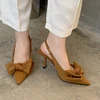 Summer New Women Pumps Fashion Bow-knot Pointed Slip on Ladies Elegant Dress Shoes Sexy High Heels Slingback Sandals for Women 1