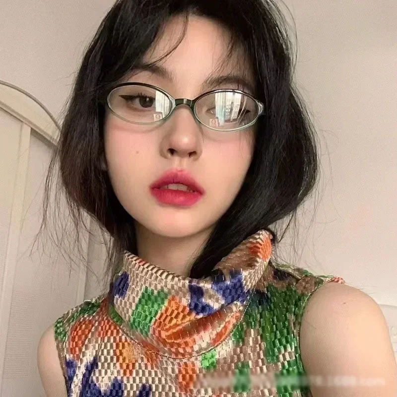 Y2K Retro Eyeglass Frames Elliptical Fashion Decorative