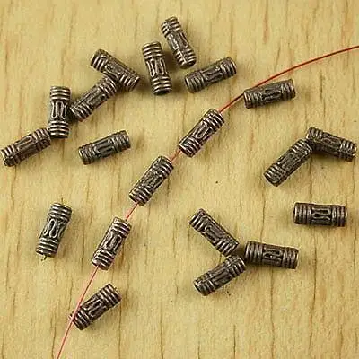 

60pcs 8x3.2mm hole is 1.7mm copper-tone carved wire tube spacer beads H2187