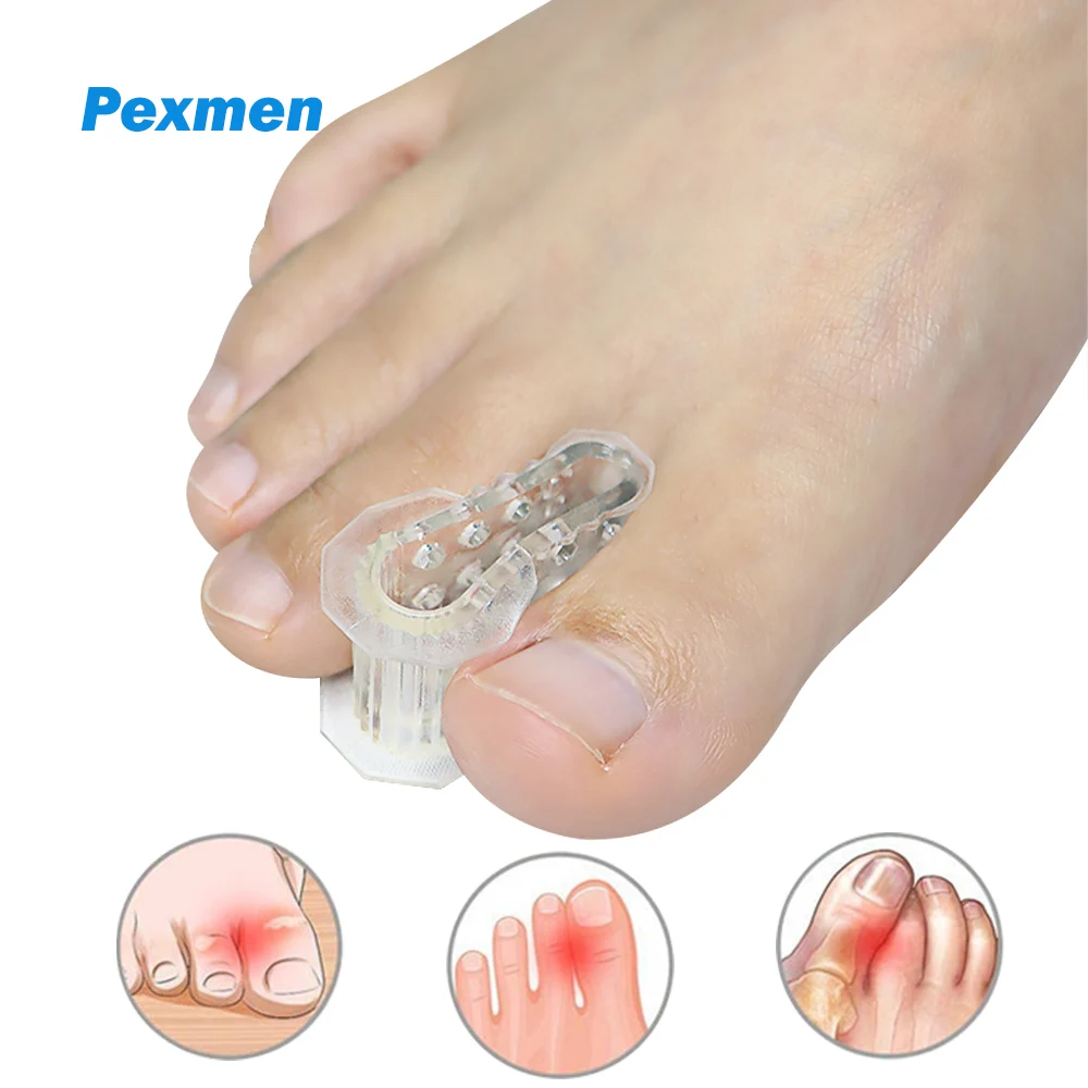 Pexmen 2Pcs Toe Separator Bunion Corrector Pads Toe Protector Spreader for Men Women Straighten Overlapping and Crooked Toes