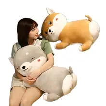 

Kawaii Cartoon pink pig Husky Shiba Inu animal stuffed soft plush toy pillow Anti-extrusion cushion home decoration ornament gif