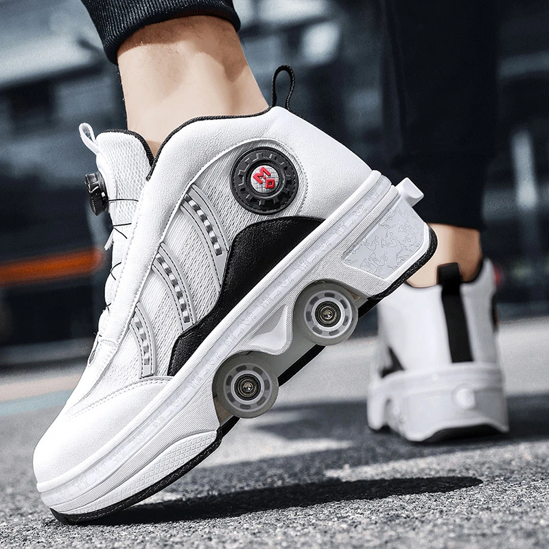 Deformation Roller Skates Parkour Sneakers 4 Wheels Roller Skating Shoes Street Urban Fitness Sneakers Quad Casual Roller Skates