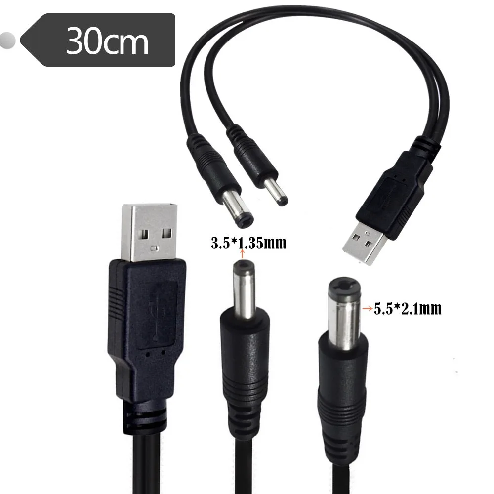 

USB 2,0 A папа-источник питания постоянного тока 5,5 мм x 2,1 мм папа и 3,5 мм x 1,35 мм папа 2 в 1 разветвитель зарядное устройство адаптер кабель Шнур