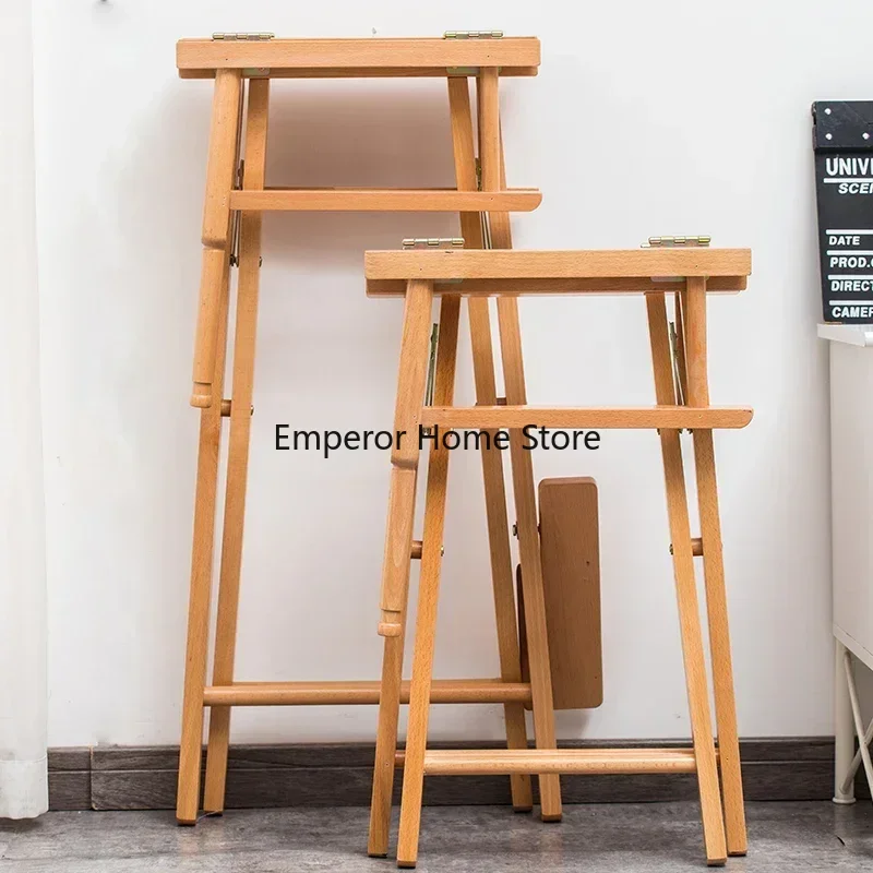 Solid Wood Director Chair Foldable Bar Counter Leisure Chair Outdoor Backrest Office Makeup Fishing Outdoor Garden Armchairs
