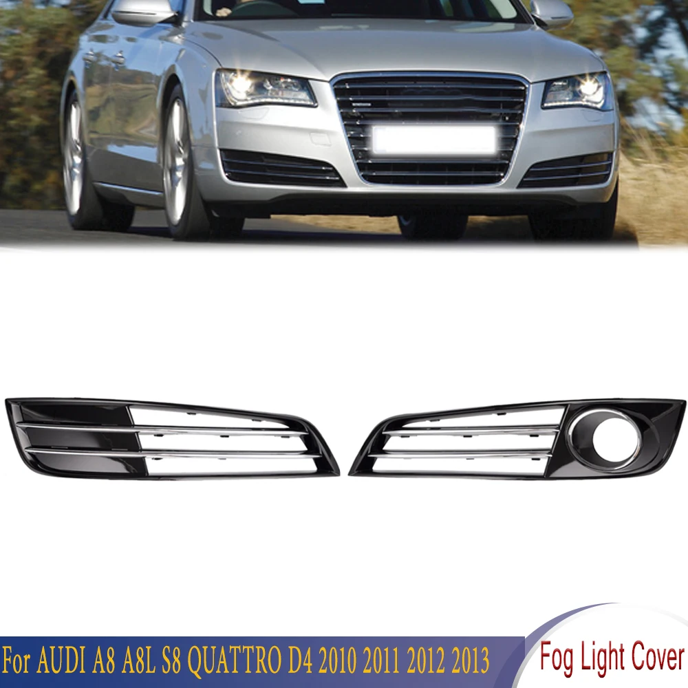

Front Chrome Bumper Fog Light Grill Cover Racing Grills 4H0807679E 4H0807680E For AUDI A8 S8 QUATTRO D4 2010 2011 2012 2013
