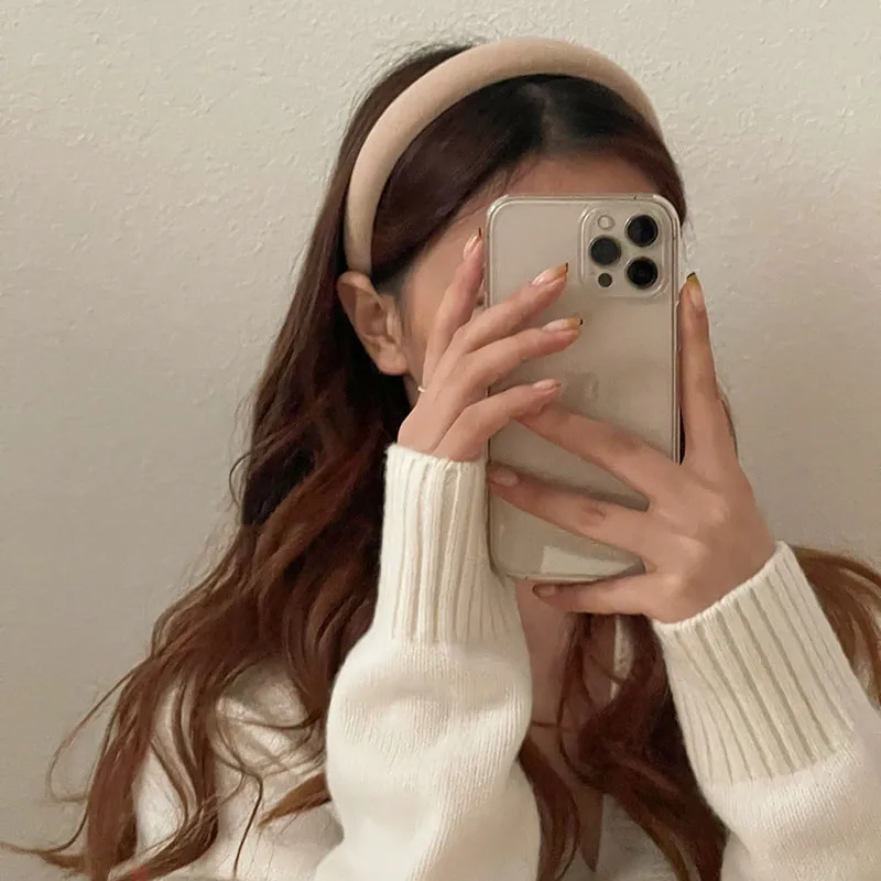 

Женская однотонная повязка на голову, широкая повязка на голову с цветами, аксессуар для волос, 2023