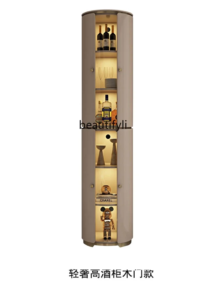 

Light Luxury Triangle Wine Cabinet Living Room Corner Wall Stainless Steel Display Cabinet Storage Glass Solid Wood furniture