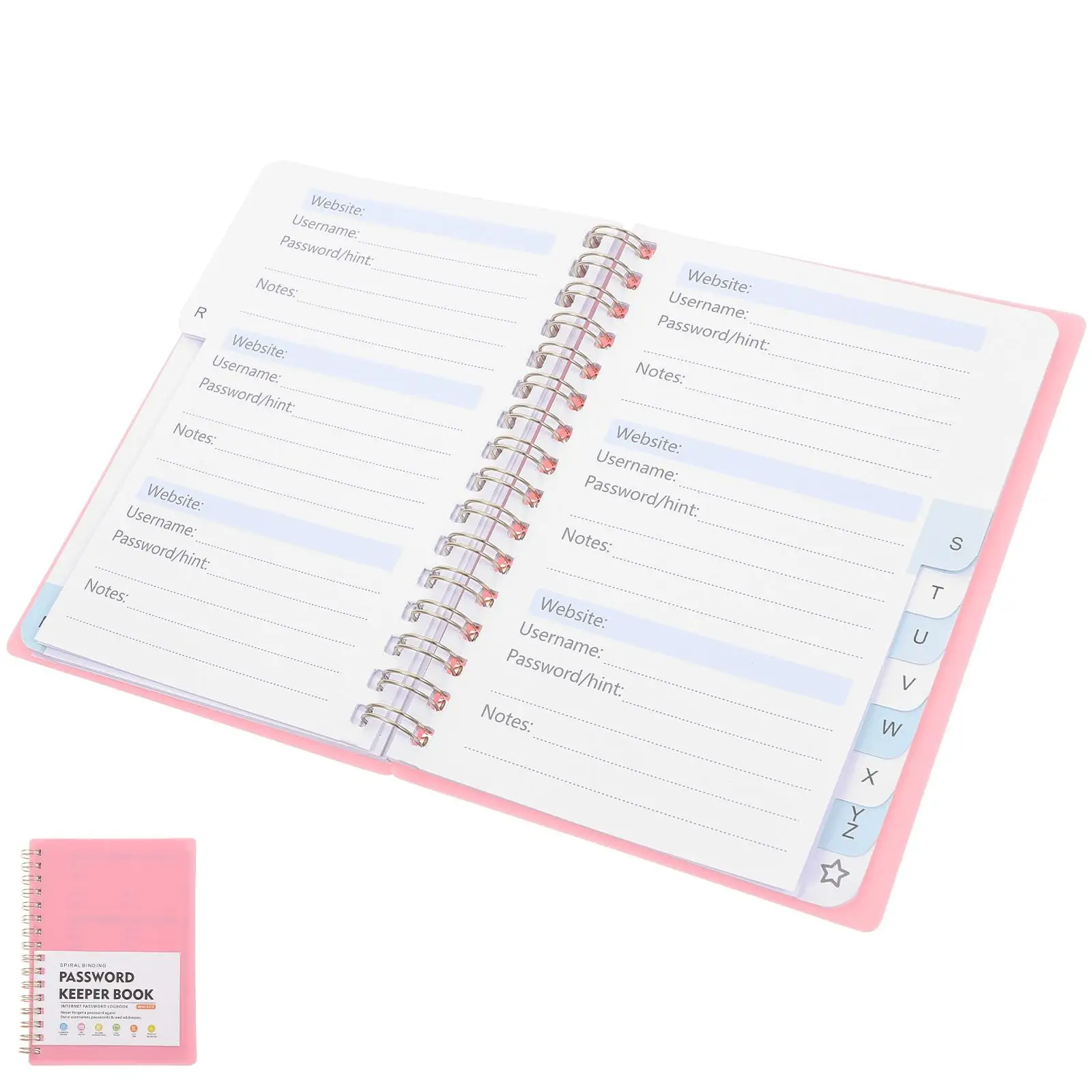 Password Book Small Spiral Internet Address Notebook Portable Notepad Colorful Tabs Websites Addresses Storage