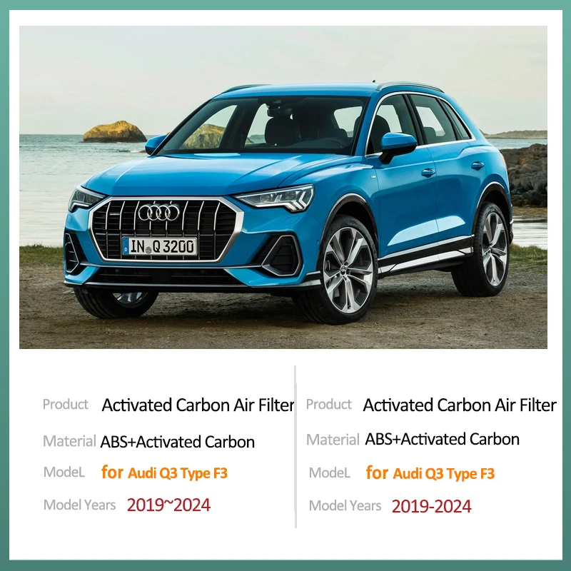 Comparaison entre filtre neuf et usagé pour Audi Q3 Type F3 MK2, avec indication de remplacement