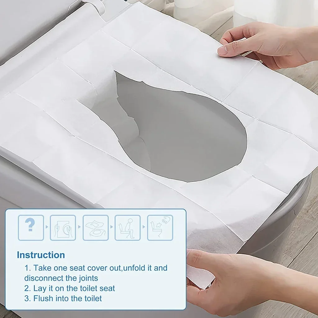 10/30/50PCS Portable Disposable Toilet Seat Covers Type Travel Camping Hotel Bathroom Accessories Paper Waterproof Soluble Water 6