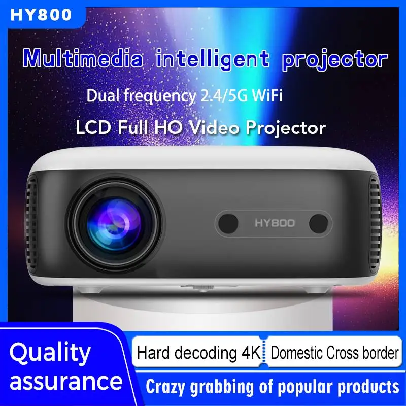 HY800 안드로이드 14 스마트 휴대용 LCD 프로젝터 Wifi LED 스마트 홈시어터 비디오 프로젝터 4K