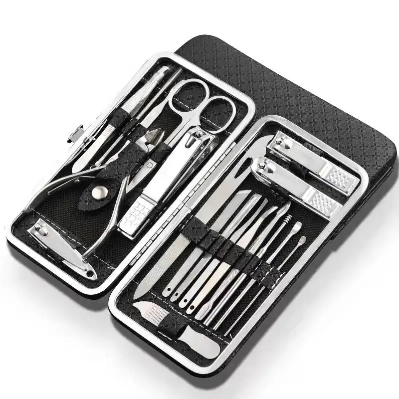 Home Nail Clipper Set of 18 Pieces Large Size Dead Skin Pliers Diagonal to Remove Dead Skin Small Eyebrow Clipper Leather Sleeve 5
