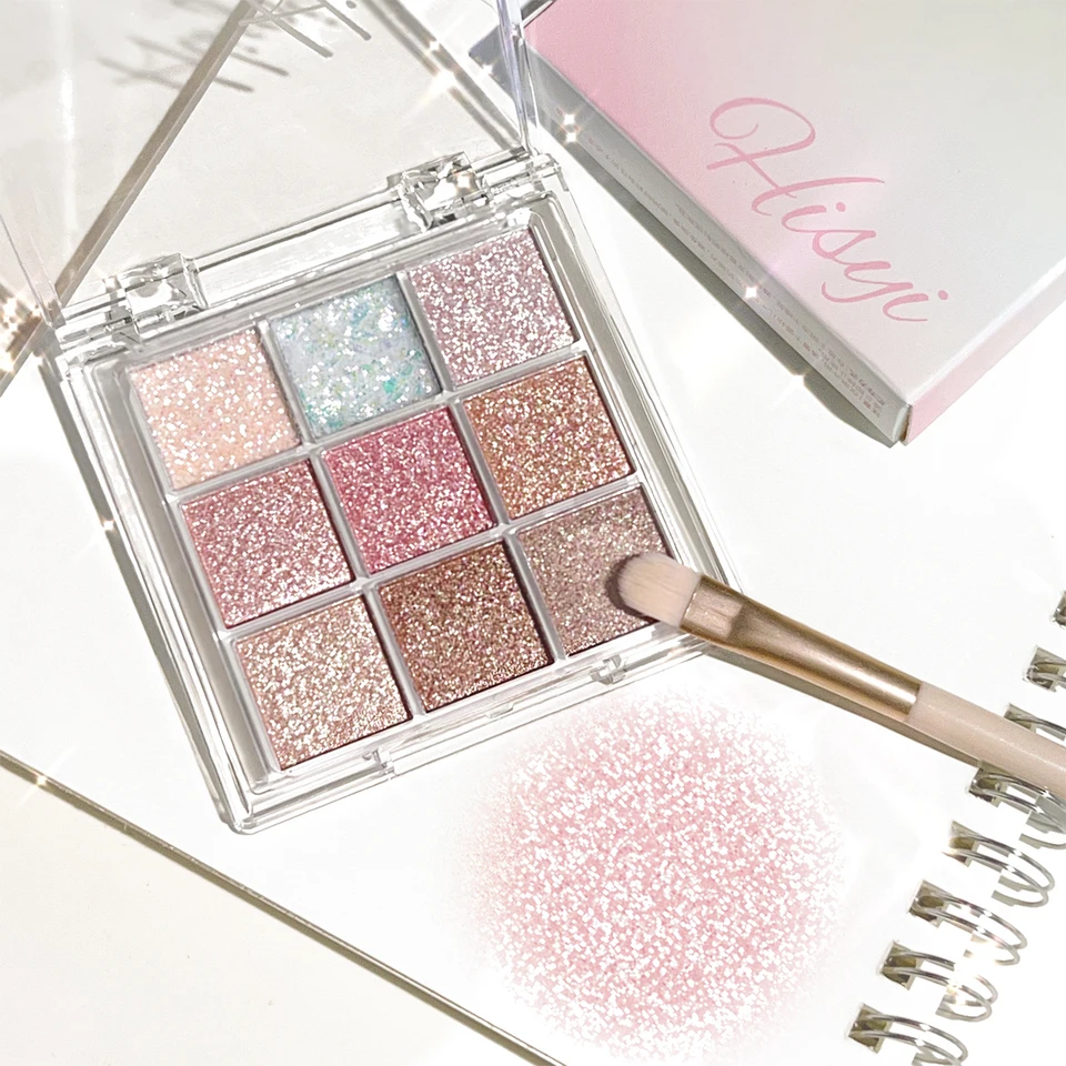 Vibrant Nine Color Eyeshadow Palette with Glitter