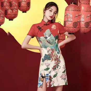 Estate Migliorata Cheongsam Abbigliamento Donna 2024 Ragazza Stile Cinese Abito Retro Qipao Abiti Moderni Abiti Chinos 1