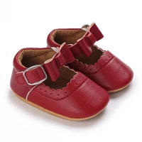 Spring and Autumn New Newborn Girl Infant Anti slip Walking Shoes, Girl Baby Red Comfortable Rubber Sole Bow Shoes Walking Shoes 6