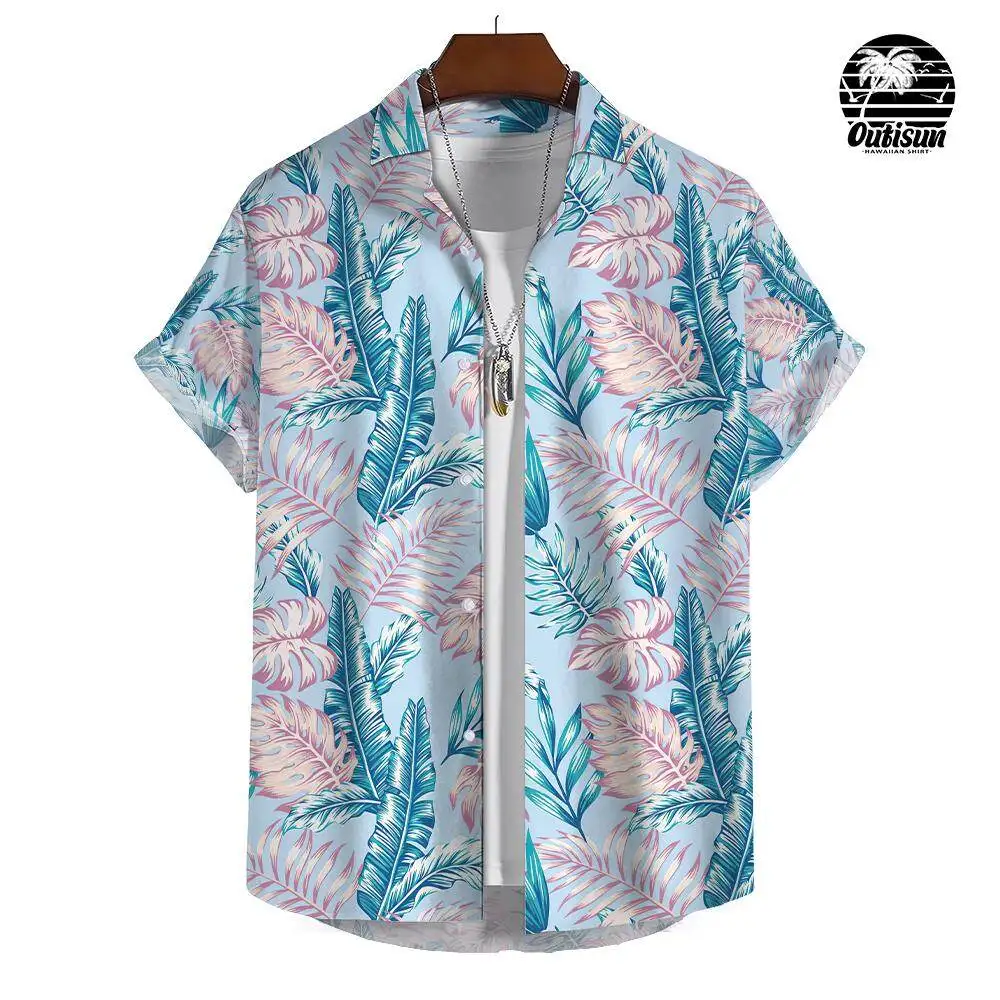 Hawaiian Rainforest Floral Print Shirt Men's Casual Short Sleeve Shirt Summer Beach Vacation Men's Shirt Oversized Tops 2