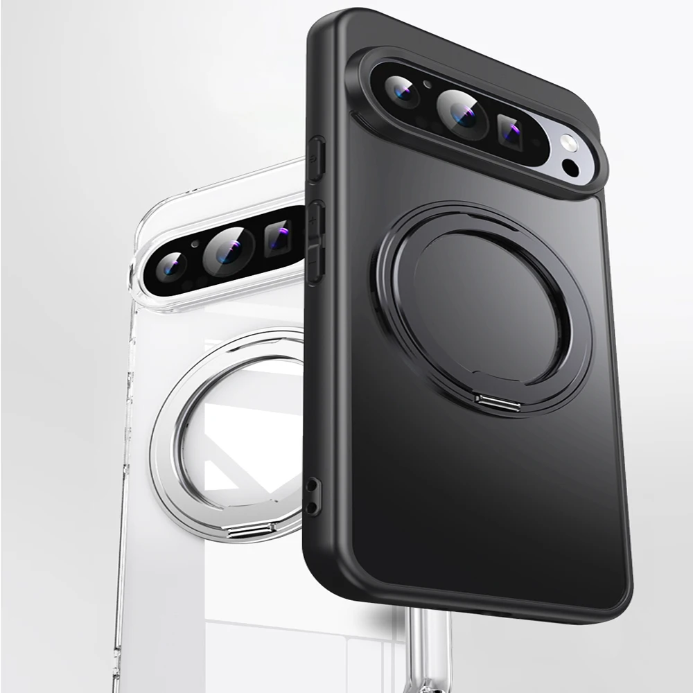 Magnetic Stand Holder Phone Case with 360° Ring Bracket - Shockproof Armor Hard Cover for MagSafe Compatibility