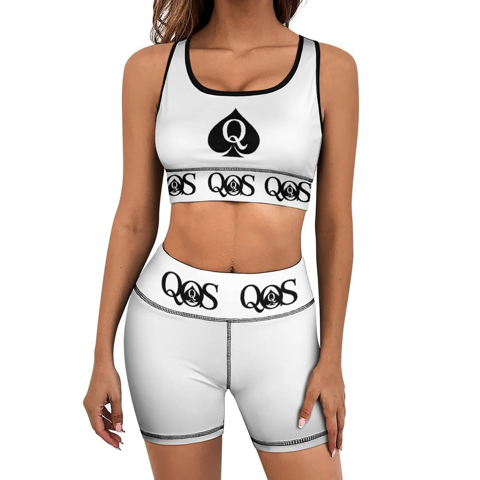 QOS – ensemble d'entraînement 2 pièces pour femmes, short de levage des fesses avec soutien-gorge de sport extensible rembourré, Jogging, Yoga, tenues de gymnastique 1 QOS – ensemble d'entraînement 2 pièces pour femmes, short de levage des fesses avec soutien-gorge de sport extensible rembourré, Jogging, Yoga, tenues de gymnastique 1