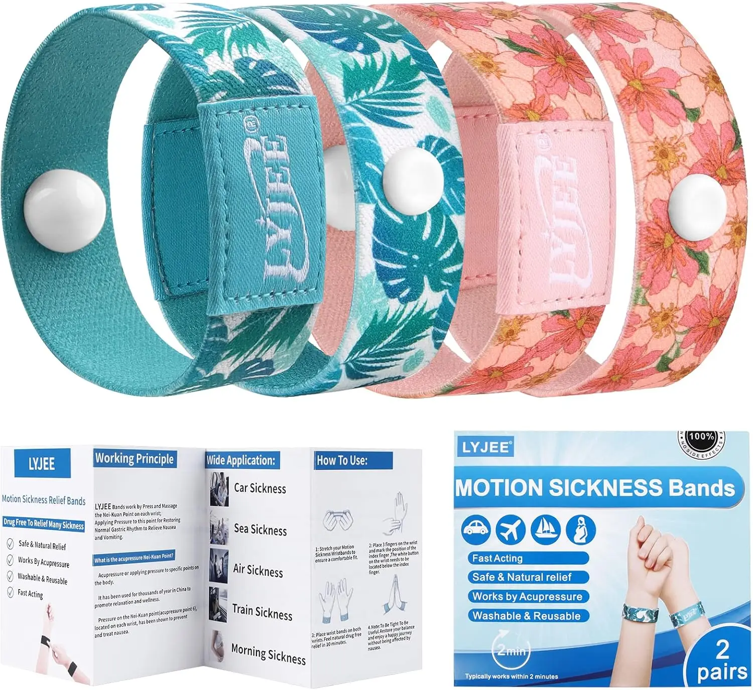 4pcs Sea Sickness Wristbands Motion Sickness Relief Bands for Adults Nausea Relief Bracelets for Pregnant Women anti motion sickness wristband