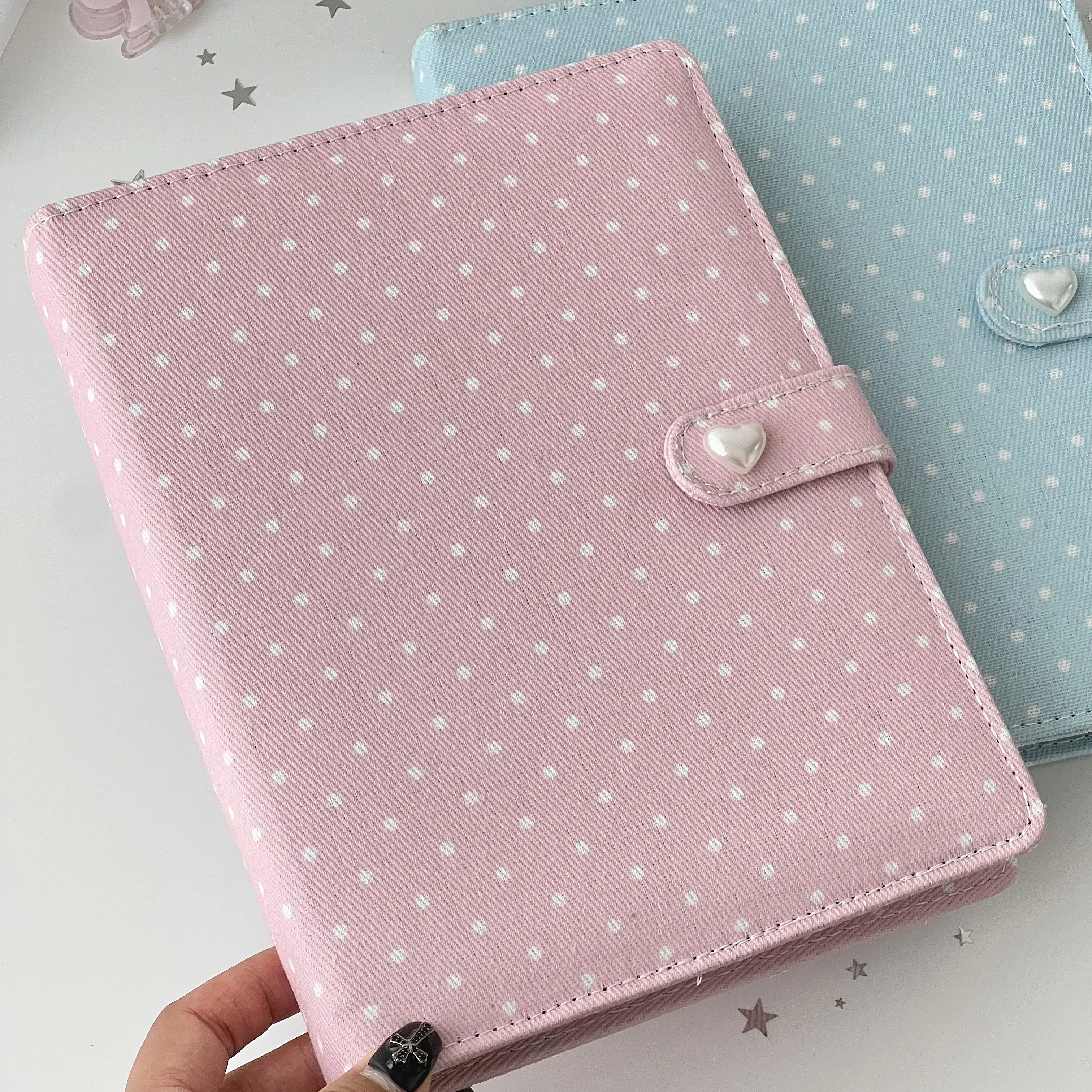 Raccoglitore A5 in tessuto a pois con 4 tasche per fotocard, per carte Polaroid piccole da 3 pollici, album per la collezione di idol Kpop, stile INS - immagine 2
