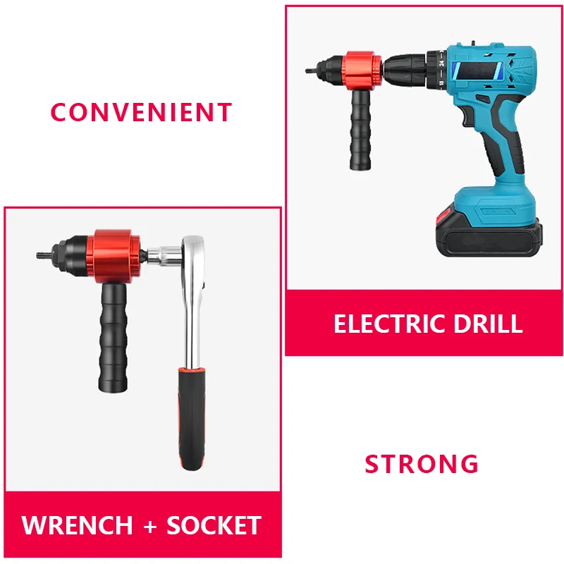 Electric Rivet Nut Gun M3 M4 M5 M6 M8 Cordless Riveting Electric Drill Adapter Tool Pull Rivet Gun Aluminium Nail