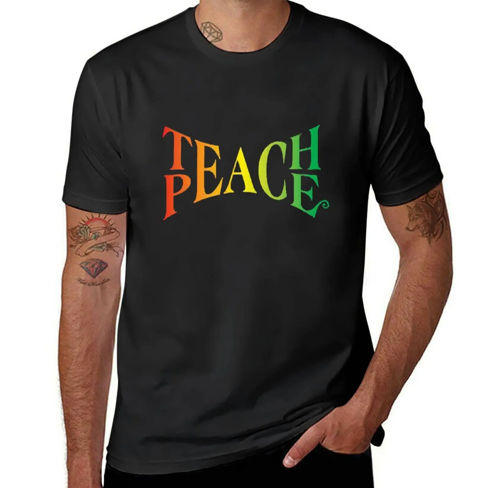 Teach Peace T-Shirt quick-drying summer tops heavy weight t shirts for men