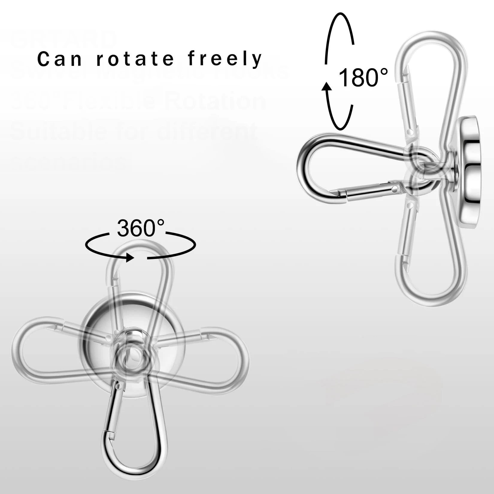 Super Strong Neodymium Magnet Carabiner Magnetic Ring 49 LBS Keychain Magnetic Ring Seat Rotating Suction Cup
