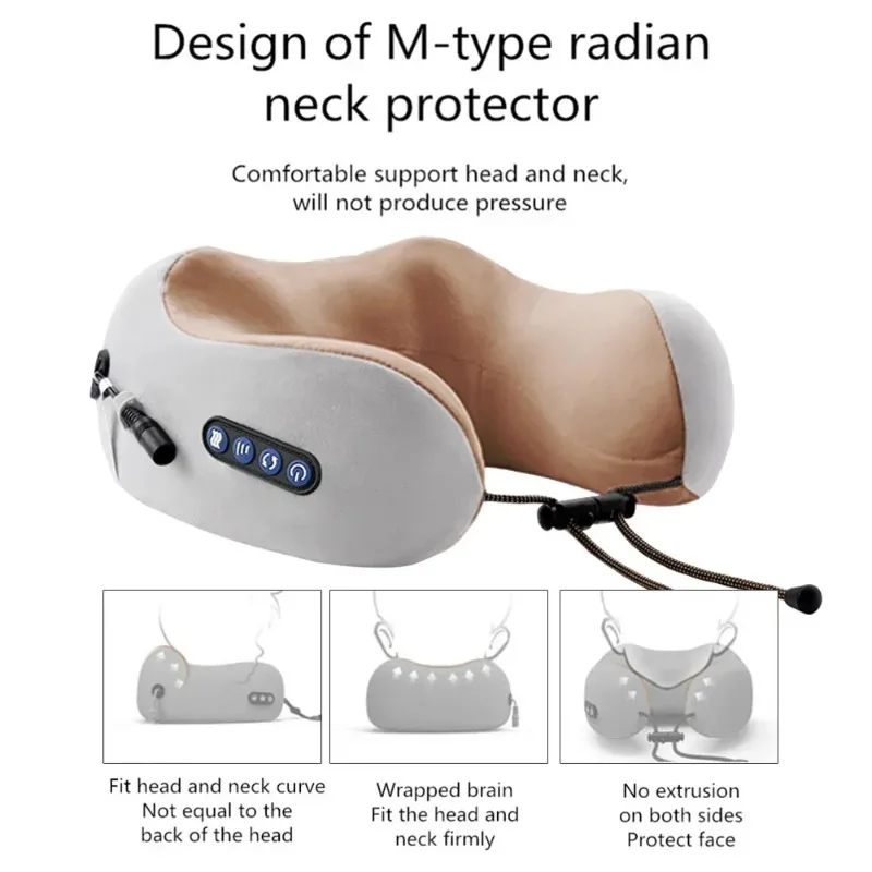 Home/Office U-Shaped Neck Massage Pillow with Heating, Vibration, and Kneading Functions Electric Neck and Shoulder Massager