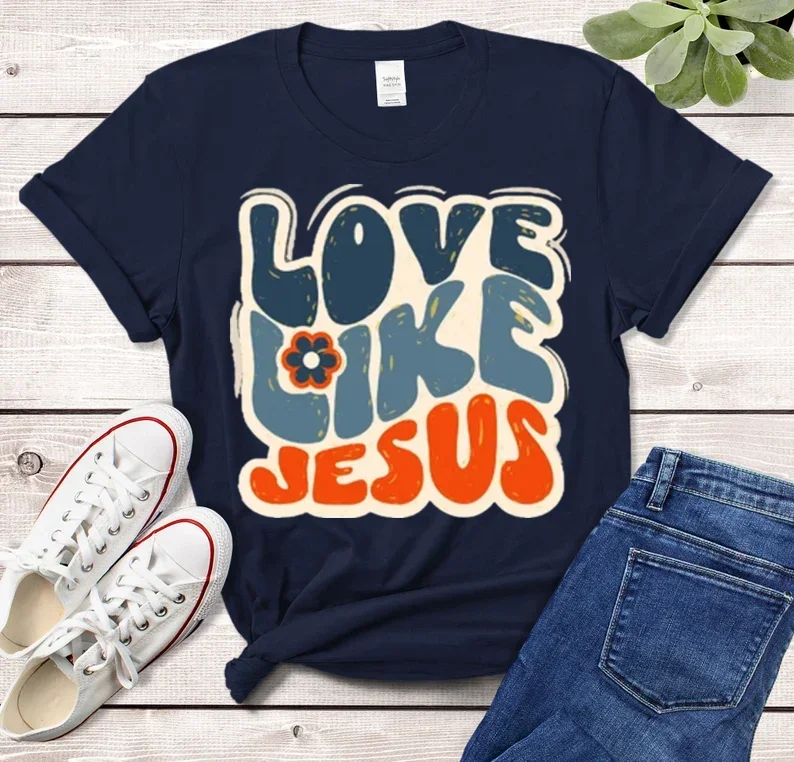 

Красочный религиозный подарок Love Like, христианская женщина, христианская вера, графика, религиозное вдохновение, католическая графика, 100% хлопок