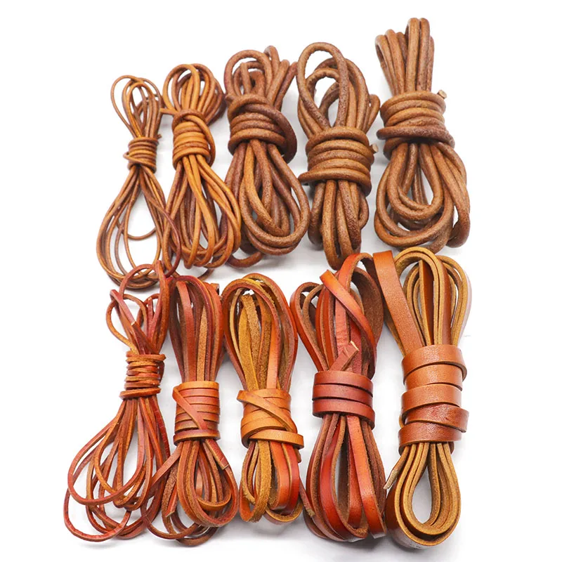 

1/2meters 2/3/4/5/6/8mm Round Flat Vintage Leather Cords Fit Bracelet Leather Bracelets DIY Jewelry Making Findings Wholesale