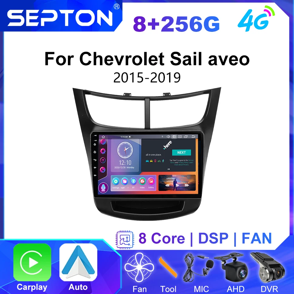 

SEPTON 2Din Android Car Radio Multimedia Video Player for Chevrolet Sail Aveo 2015-2019 Navigation Stereo GPS CarPlay Head Unit