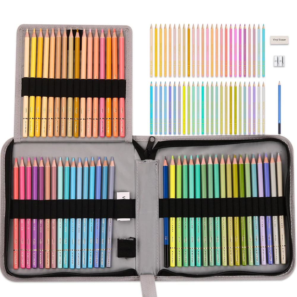 

53 Pcs Macaron Colored Pencil Set Art Graffiti Drawing Pencils Cork Drawing Pencil Artist Coloring Art Supplies With Nylon Bag