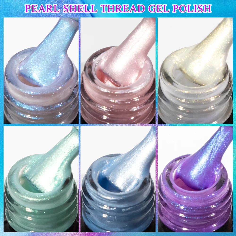 MIZHSE 10ml 9D Cat Magnetic Thread Shell Temperature Change Gel Nail Polish Glitter Pearl Effect UV Gel Polish Base Top Coat 4