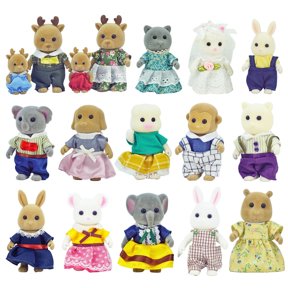 Easter Bunny 10-18Pcs Forest Family Miniture Animals Doll Toy Simulation 1:12 Reindeer Panda Figure Girl Dollhouse Birthday Gift 2