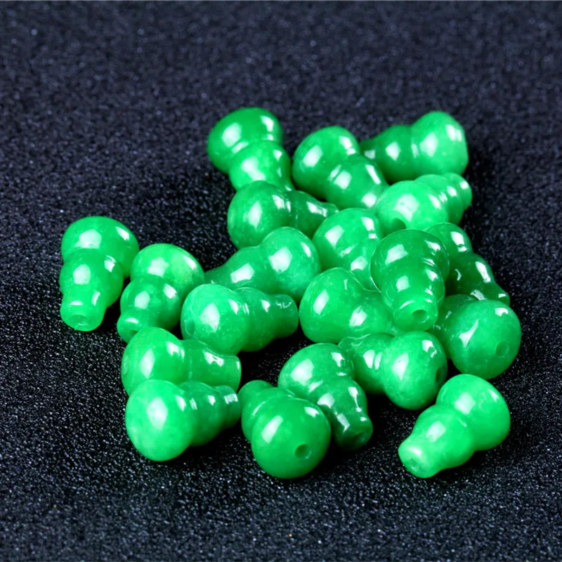 

Jade Dried green iron dragon born gourd diy jade ornaments accessories hand string necklace pendant semi-finished product