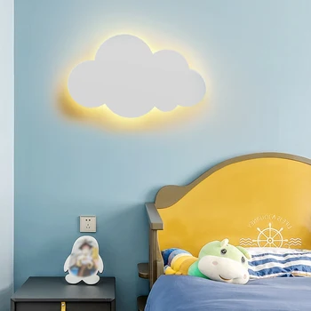 LED 클라우드 벽 램프 모던 거실 여아 어린이 침실, 아크릴 및 철 미니멀리스트 장식, 블루 핑크 화이트, 110V, 220V