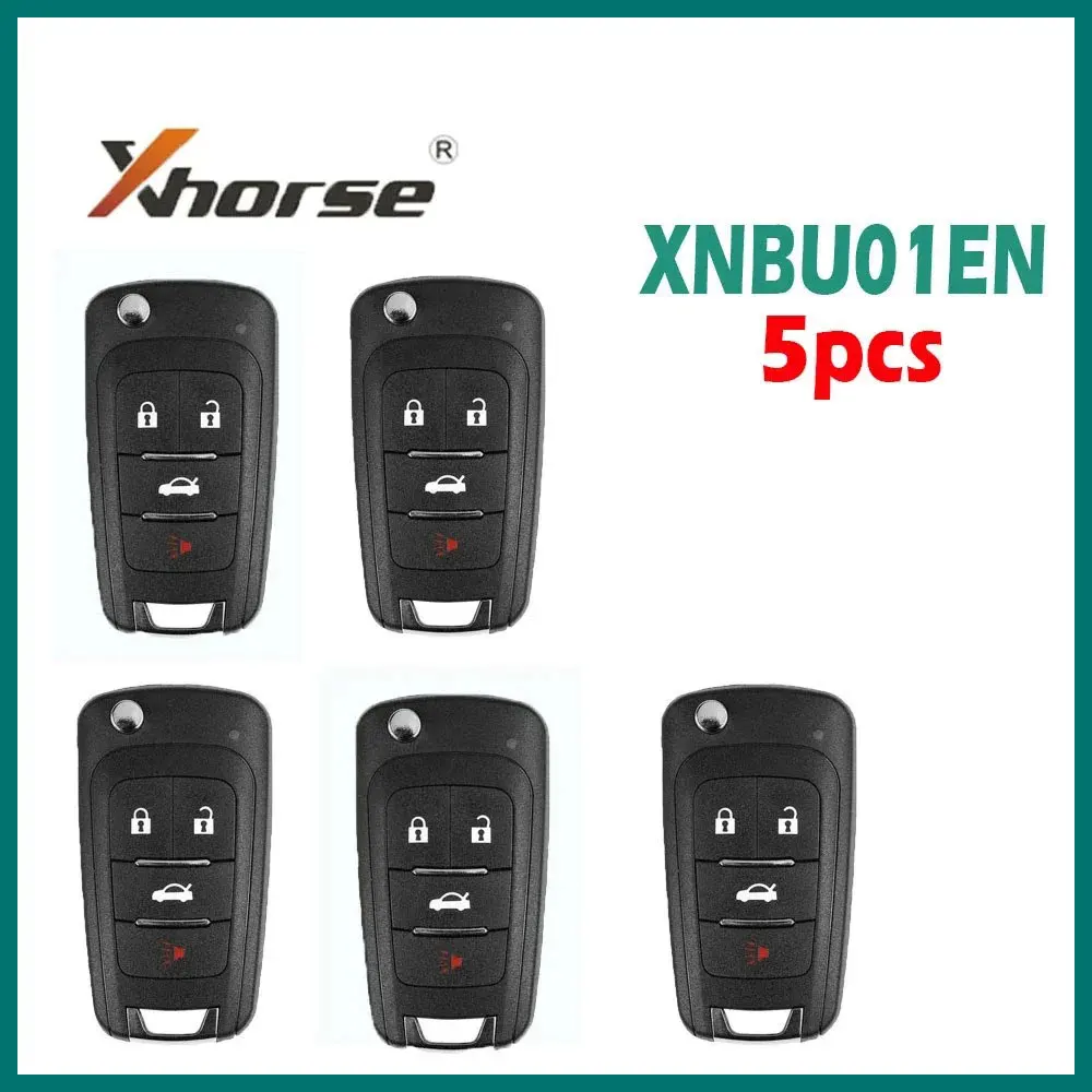 

5pcs Xhorse XNBU01EN Wireless Remote Key 4 Buttons Universal Car Remote Key for VVDI2 Key Tool for Buick Flip Buick Chevrolet