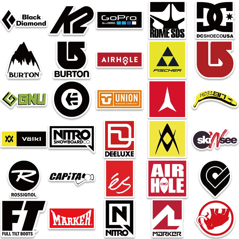 10/30/50PCS Cool Ski Brand Logo Stickers DIY Skateboard Luggage Guitar Laptop Car PVC Waterproof Graffiti Trend Stickers Kid Toy 5