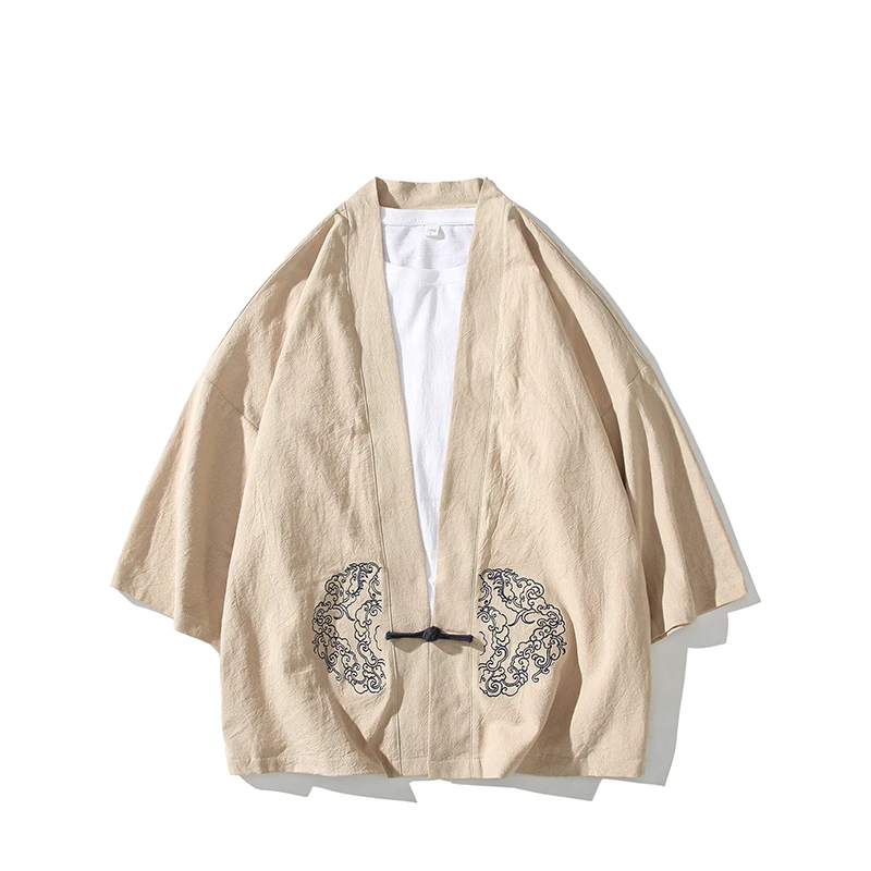 Été Style Chinois Glace Soie Veste Hanfu Hommes Costume Costume Lâche Grande Taille kimono Rétro Style Tang Costume