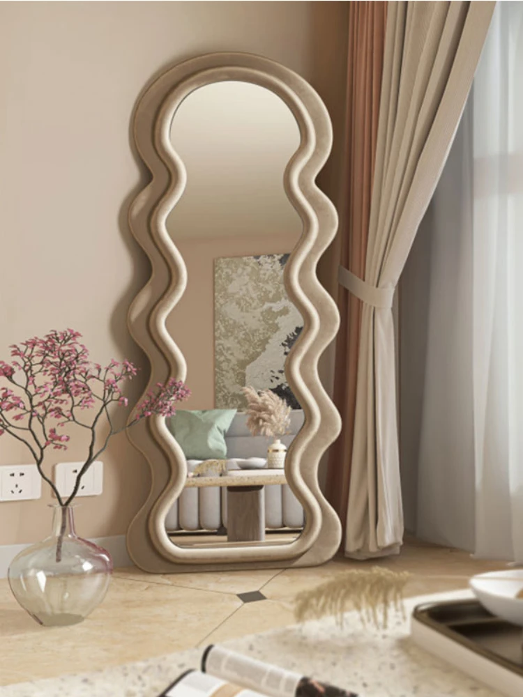 Miroir de sol mural en span pleine longueur en forme de vague, miroir  pleine longueur, maison, chambre de filles