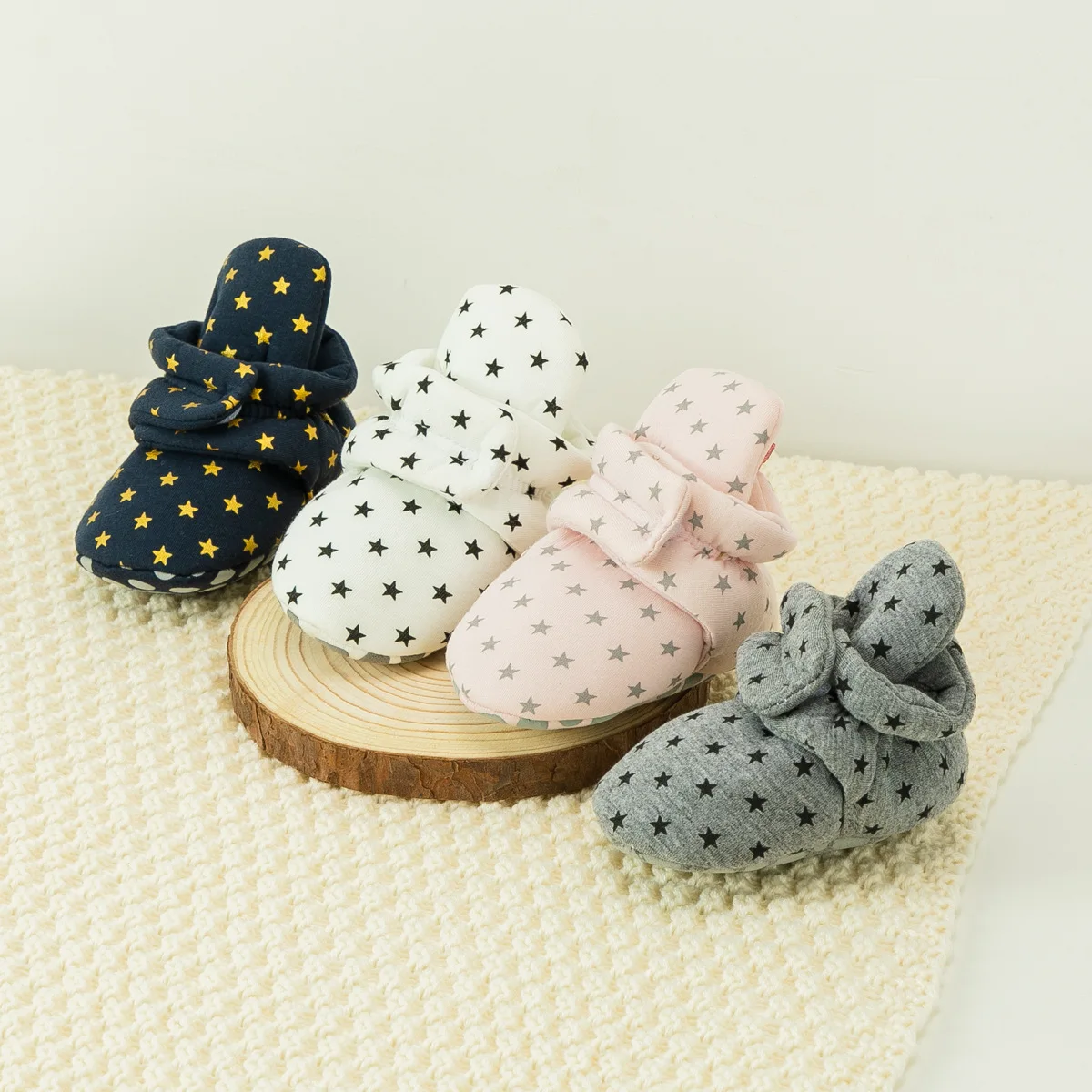 

Winter Warm Baby Boys Girls Booties Newborn Stars Fluff Toddler First Walkers Cotton Comfort Soft Anti-slip Infant Shoes Socks