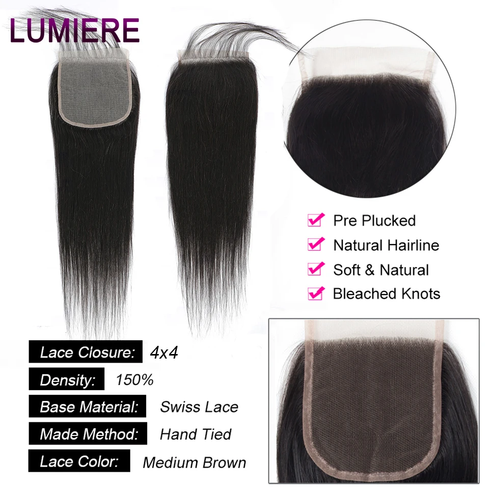 Brazilian Human Hair Lace Frontal Closure Only Loose Deep Wave Lace Closure Curly Straight Body Wave Lace Closure OnlyPreplucked 4