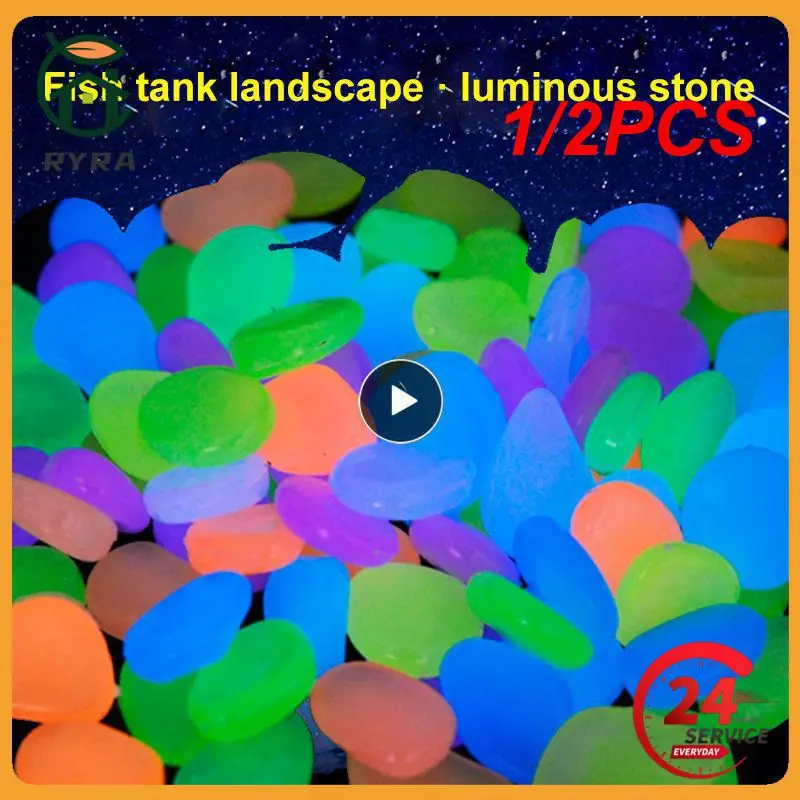 

1/2PCS Glow In The Dark Pebbles Luminous Stones Walkways Garden Patio Lawn Garden Yard Aquarium Fish Tank Decor Glow Stones