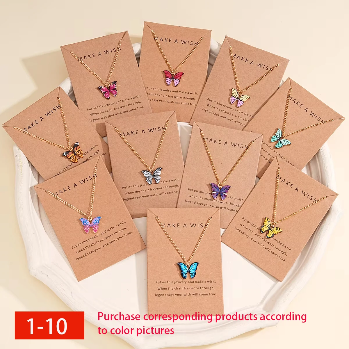 10 Pcs Fashion Butterfly Necklaces For Women Boho Vintage Colorful Simple Pendant Choker Chain 2024 New Jewelry Gifts Wholesale