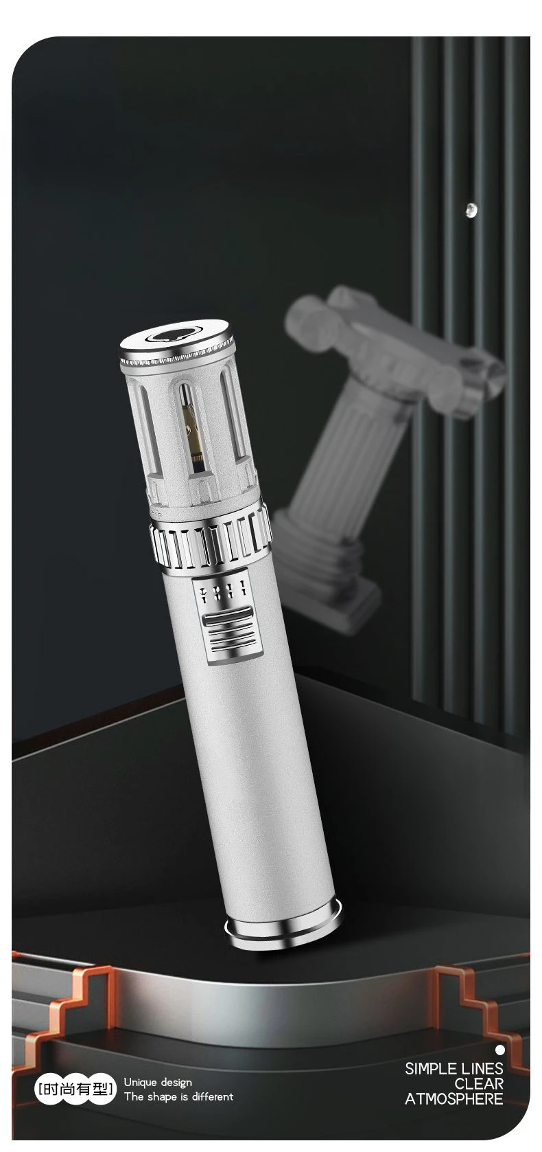 Description Picture 4 of itemNew Cylindrical Butane Gas Lighter, Outdoor Camping and Barbecue Portable Ignitor, Cigar Lighter, Metal, Windproof
