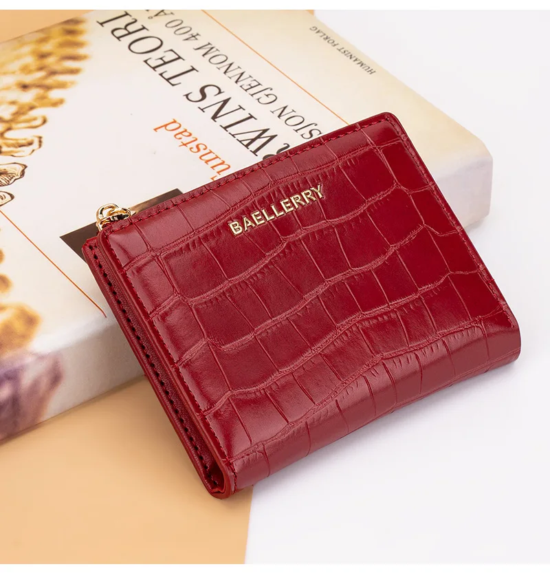 Baellerry Fashion Crocodile Pattern Women Wallet Multi Functional Card Bag Photo Folder Zero Wallet for Women's Birthday Gift