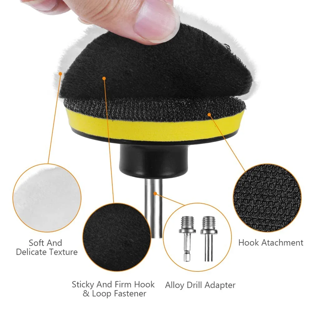 8Pcs Wool Polishing Pad Drill Bit Adapter Car Paint Floors car polishing pad car polisher car polish pad wool polishing pad