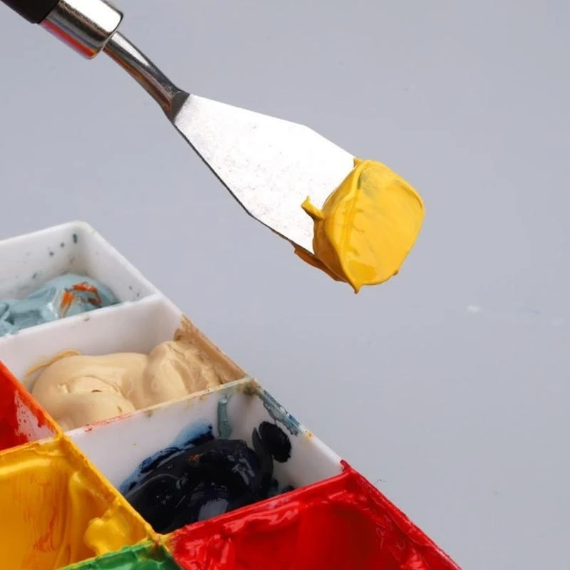 7Pcs 나무 손잡이 팔레트 도구 세트, 예술가를위한 스테인레스 스틸 주걱 그림 도구 베스트 세일