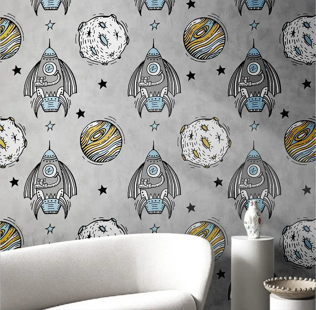 

beibehang Custom planet rocket grey Photo Mural Wall Painting Living Room Bedroom papel de parede 3d Wall Papers Home Decor