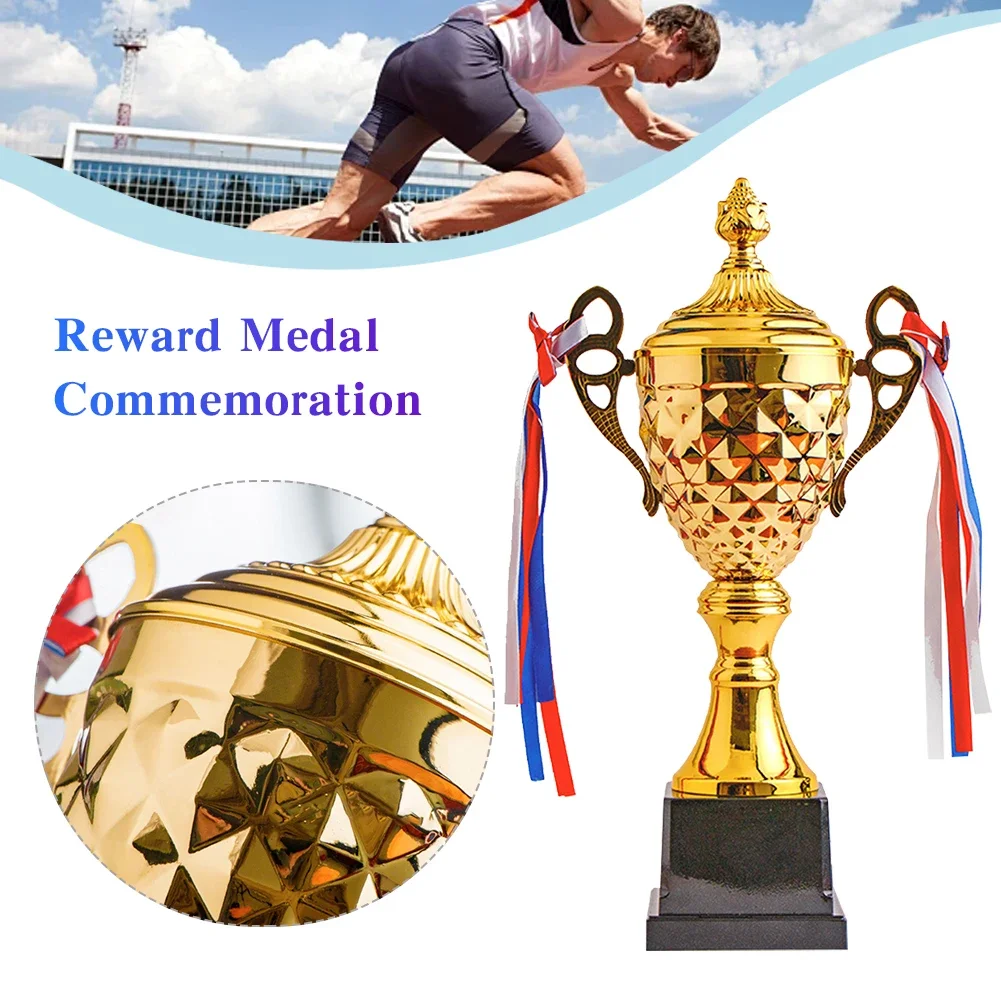 Gold Trophy Cup Height 33cm Football Trophy Metal Sports Winner Trophies Award Winner Kids and Adults